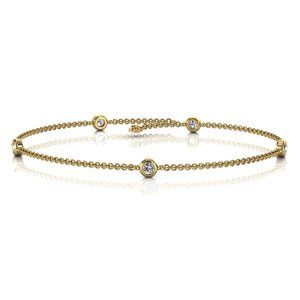 14K YG Petite Five Bezel Set Diamond Bracelet